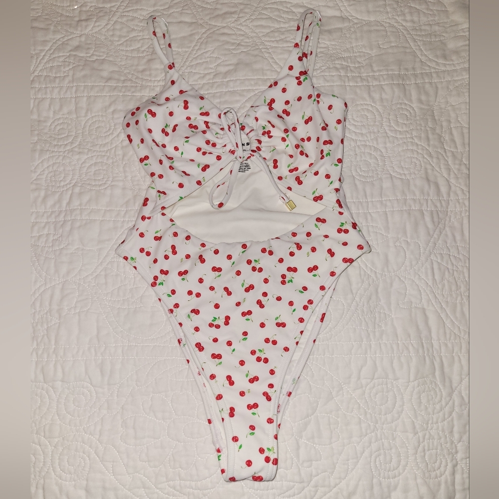 PacSun White Cherry Print Swimsuit